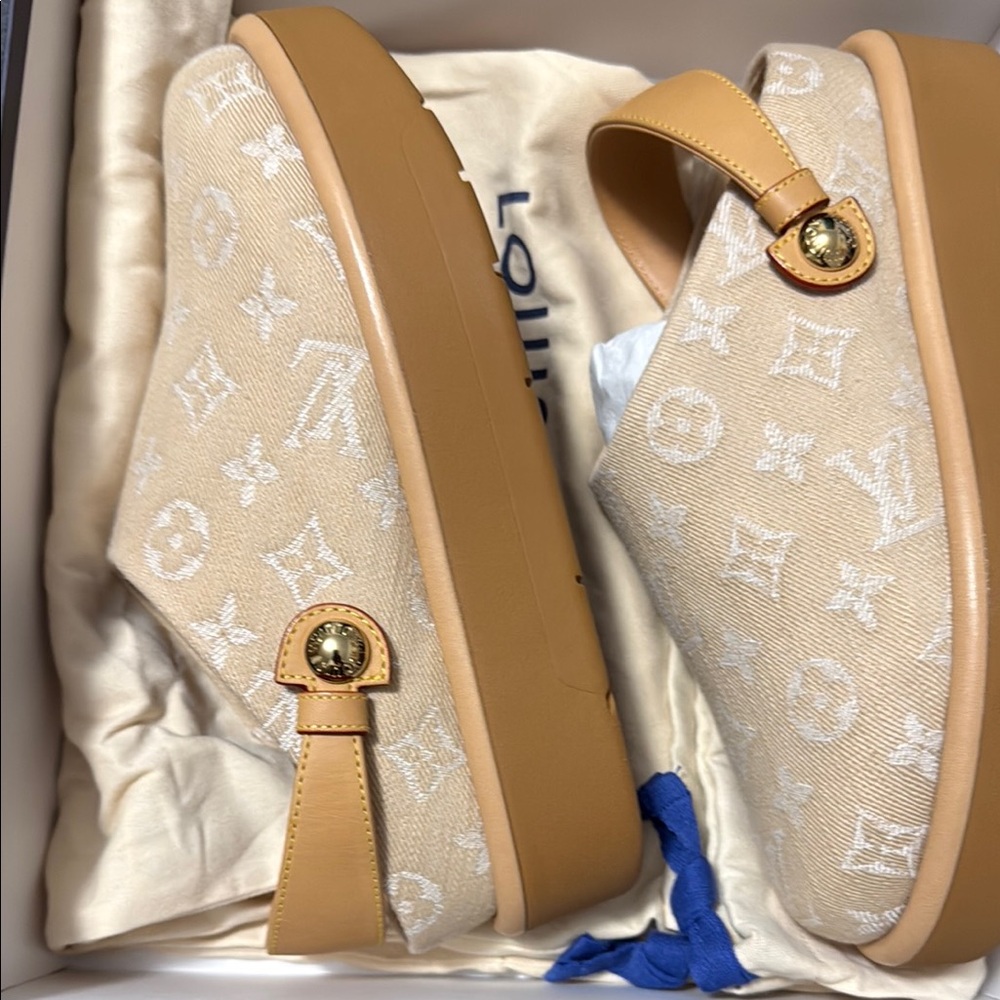 Louis Vuitton Tan Monogram Slip-Ons